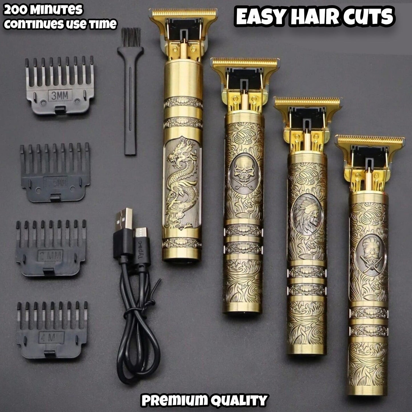 Metal Body Vintage T9 Hair Trimmer For Men Professional
