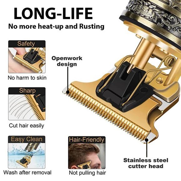 Metal Body Vintage T9 Hair Trimmer For Men Professional