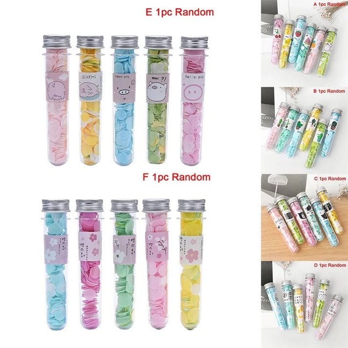 100 Pcs Disposable Flower Paper Soap With Portable Tube Multi Color Travel Sheets